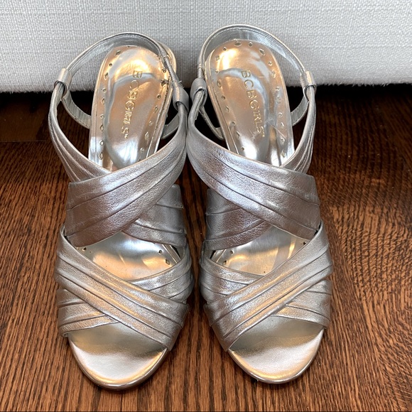 BCBGirls Silver Strappy Slingbacks - Picture 1 of 5